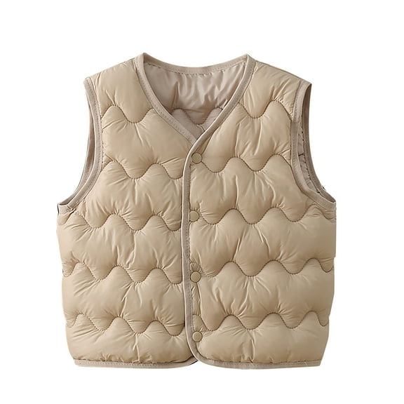 SELONE Vest Toddler Boy Button Solid Sleeveless Fall Winter Coats Khaki 4 Years