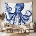 thumbnail image 2 of Navy Blue Octopus Coastal Small Tapestry for Bedroom Wall Hanging Tapestry, Nautical Summer Beach Ocean Ceiling Backdrop Tapestries Poster Blanket Wall Decor for Teens Room Living Room Dorm 23" x 28", 2 of 8