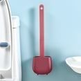 thumbnail image 2 of JWDX Cleaning Brush Clearance, 1 Set Flat Toilet Brush Flexible Tpr Rubber Wall Long Handle Toilet Bowl Brush for Bathroom, 2 of 2