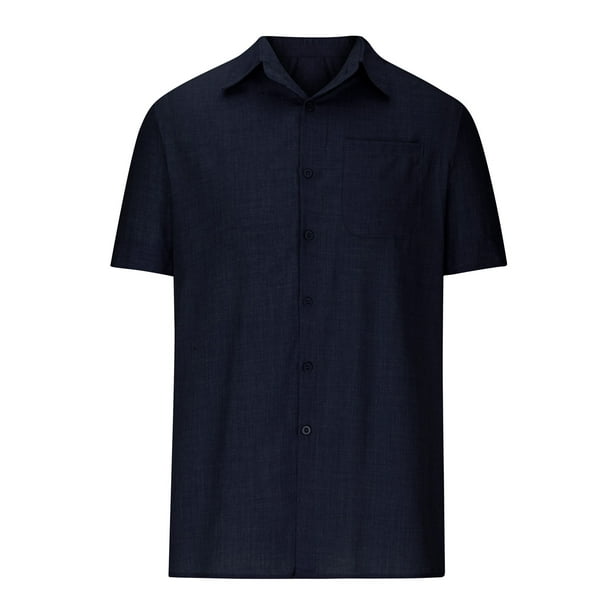 Jovati Short Sleeve Dress Shirts For Men Men Solid Casual Turn-Down Collar Pocket Button Short Sleeve Shirt Blouse Long Sleeve Shirt Men Mens Short Sl