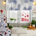 thumbnail image 5 of Blue White Curtain Valances for Windows, Kitchen Valance Window Treatments Panel 2 Pack, Abstract Grey Chrysanthemum Flower Floral Rod Pocket Short Curtains for Bathroom Bedroom 60 x 18 Inch, 5 of 8