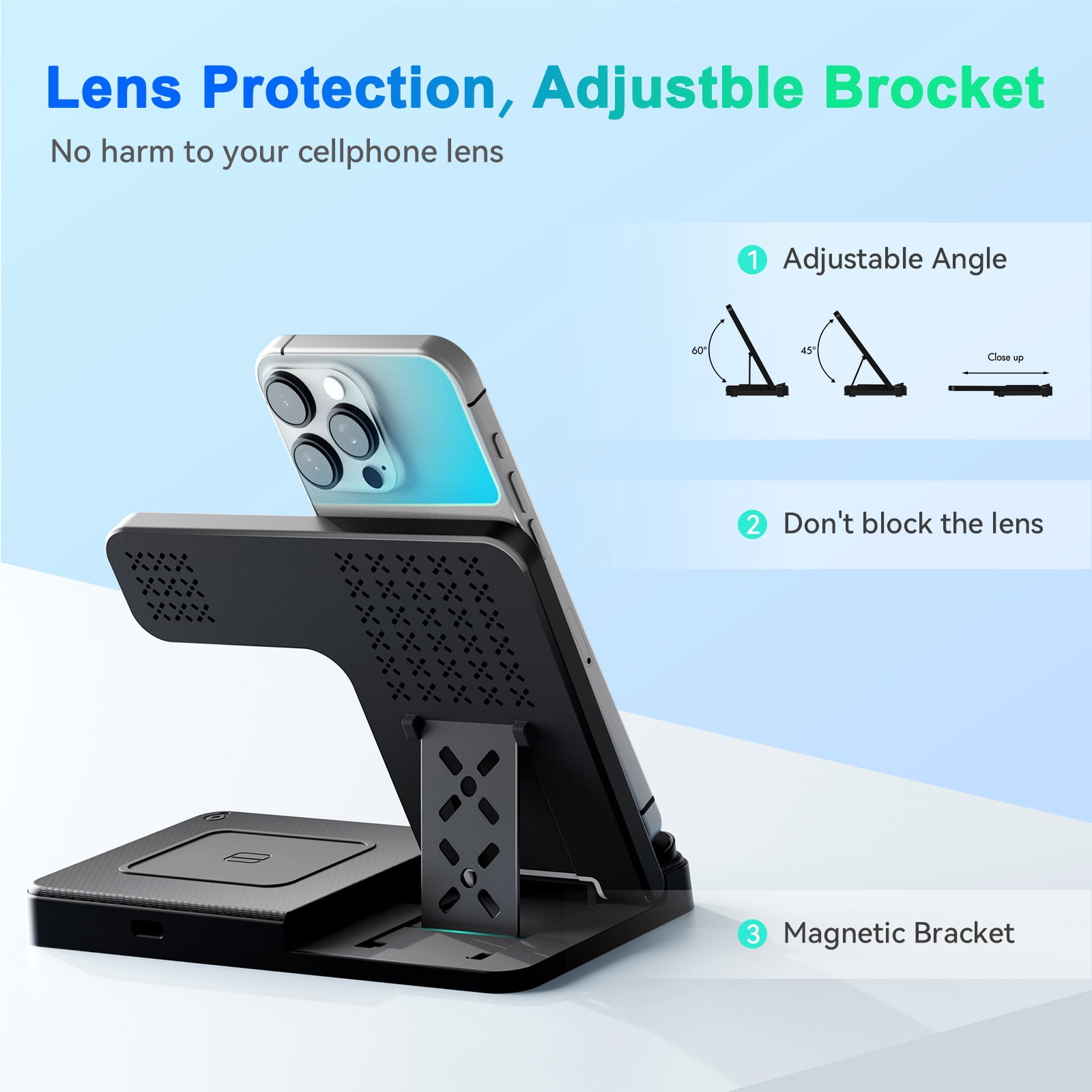 15W 3-in-1 Wireless Charging Station for iPhone 17-8, Apple Watch Ultra 10-2 & AirPods Pro 2-2, Fast Charger Stand, Halloween Christmas Birthday Gift