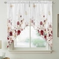 thumbnail image 2 of Red Spring Floral Swag Valances for Windows, Kitchen Curtains 36 Inch Length 2 Panels Set, Elegant Pastoral Flowers Watercolor Short Curtains for Small Windows Rod Pocket Cafe Curtains Drapes 28"x36", 2 of 8
