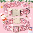 thumbnail image 2 of Collar para perro con forma de muñeco de nieve rosa ajustable para mascotas, diseño navideño, 2 of 4