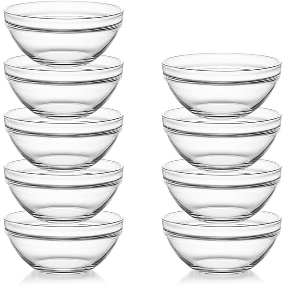 3.5 inch Small Glass Bowls Set, 5 oz Prep Bowls for Cooking, Small Bowls for Kitchen, Dessert Bowls for Ice Cream, 9 pack