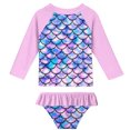 thumbnail image 2 of Gyratedream 2-10T Little Big Girls Long Sleeve Two Pieces Rash Guard Swimsuit Bathing Suit, 2 of 7