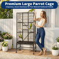 thumbnail image 5 of 69 Inch Wrought Iron Large Bird Flight Cage with Rolling Stand for Parakeets Canaries Cockatiels Lovebirds Conures, Black, 5 of 8