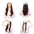 thumbnail image 3 of SAYFUT Baseball Cap with Hair Synthetic Extension,Hats with Hair Attached Black/White Hat with Long Wavy Hair for Women Daily Party Use, 3 of 7