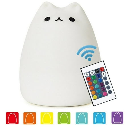 

Cat Lamp with The Remote Control Rechargeable Cute Kawaii Nightlight 16 Static Colors Silicone Kitty Night Light for Kids Toddler Baby Girls