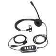 thumbnail image 1 of Auriculares de teléfono negros monoaurales con cancelación de ruido y micrófono con tarjeta de sonido USB para atención al cliente en la oficina., 1 of 14