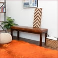 thumbnail image 2 of Accent Bench for Living Room/Entryway, Mid-Century Modern Antique Tan Genuine Leather Solid Wood | Tan | Genuine Leather, 2 of 20