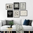 thumbnail image 2 of PixonSign Framed Canvas Print Wall Art Set - Flowers & Van Gogh Portrait & Humanities Pattern - Set of 6 Abstract Geometric Black & White Poster Cultural Art Wall Décor - 12"x16"x6 Black, 2 of 5