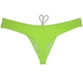 thumbnail image 3 of Men's Nylon Micro Bikini Briefs Breathable Checkered Spandex Underwear with Pouch Sensual Lingerie Tangas Apple Green XL, 3 of 3