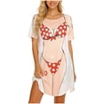 thumbnail image 2 of Pounoo Maillots de Bain pour Femmes, Manches Courtes Imprimées, Coupe Décontractée, T-Shirts Légers et Confortables, Style Décontracté de Rue, Cadeau d'Été, 2 of 5