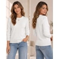 thumbnail image 2 of QUALFORT Women’s Crew Neck Pullover Sweater, Soft Lightweight Long Sleeve Knit Top, White, Size L, 2 of 7