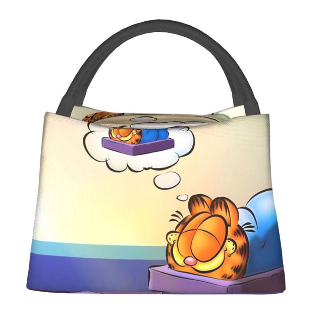 Pofeuu Garfield Print Portable Insulated Lunch Container set, Bento Box Adult Lunch Box Set with Insulated Lunch Bag