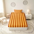thumbnail image 4 of Manfei Geometric Stripe Twin Sheets,Contemporary Minimalist Bedding, Orange Yellow, Reversible 3 Pieces1 Flat Sheet + 1 Fitted Sheet + 1 Pillowcase, 4 of 6