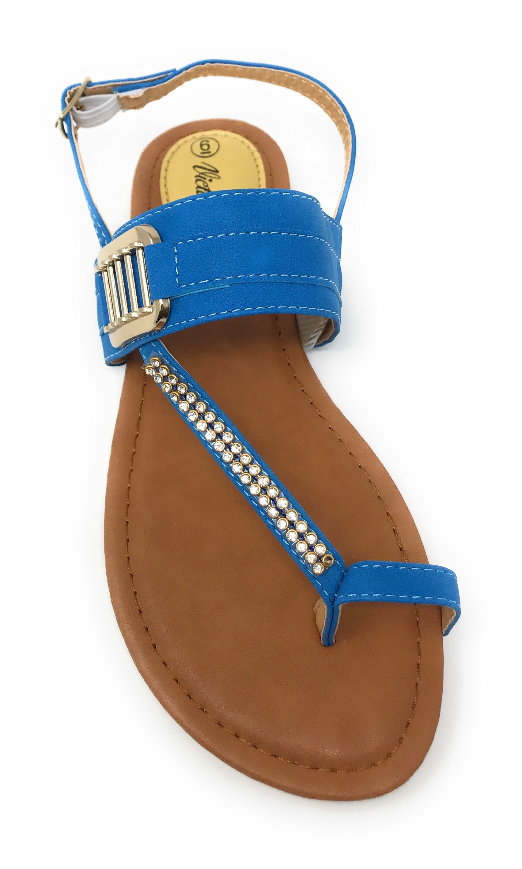 Victoria K Women's Side Buckle and Rhinestone Sandals