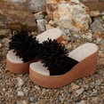 thumbnail image 4 of Platform Wedges Heels foe Women Espadrilles Sandals Open Toe Flower Casual Slip on Slides High Heeled Mules Black Size 9.5, 4 of 6