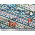 thumbnail image 2 of Soimoi Blue Rayon Fabric Floral & Insect Patchwork Printed Craft Fabric by The Yard 42 Inch Wide, 2 of 3