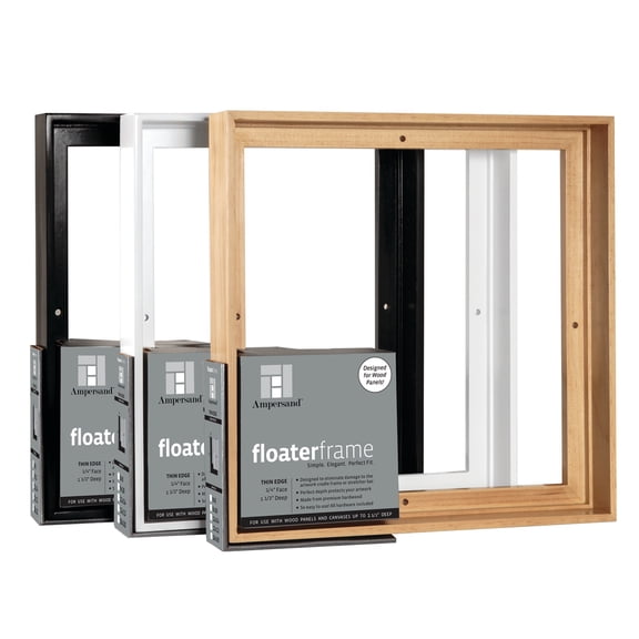 Ampersand Art Floaterframes Thin Edge (1/4" Face) 1-7/8" Frame Profile for 1-1/2" Deep Artwork 8" x 8" Maple