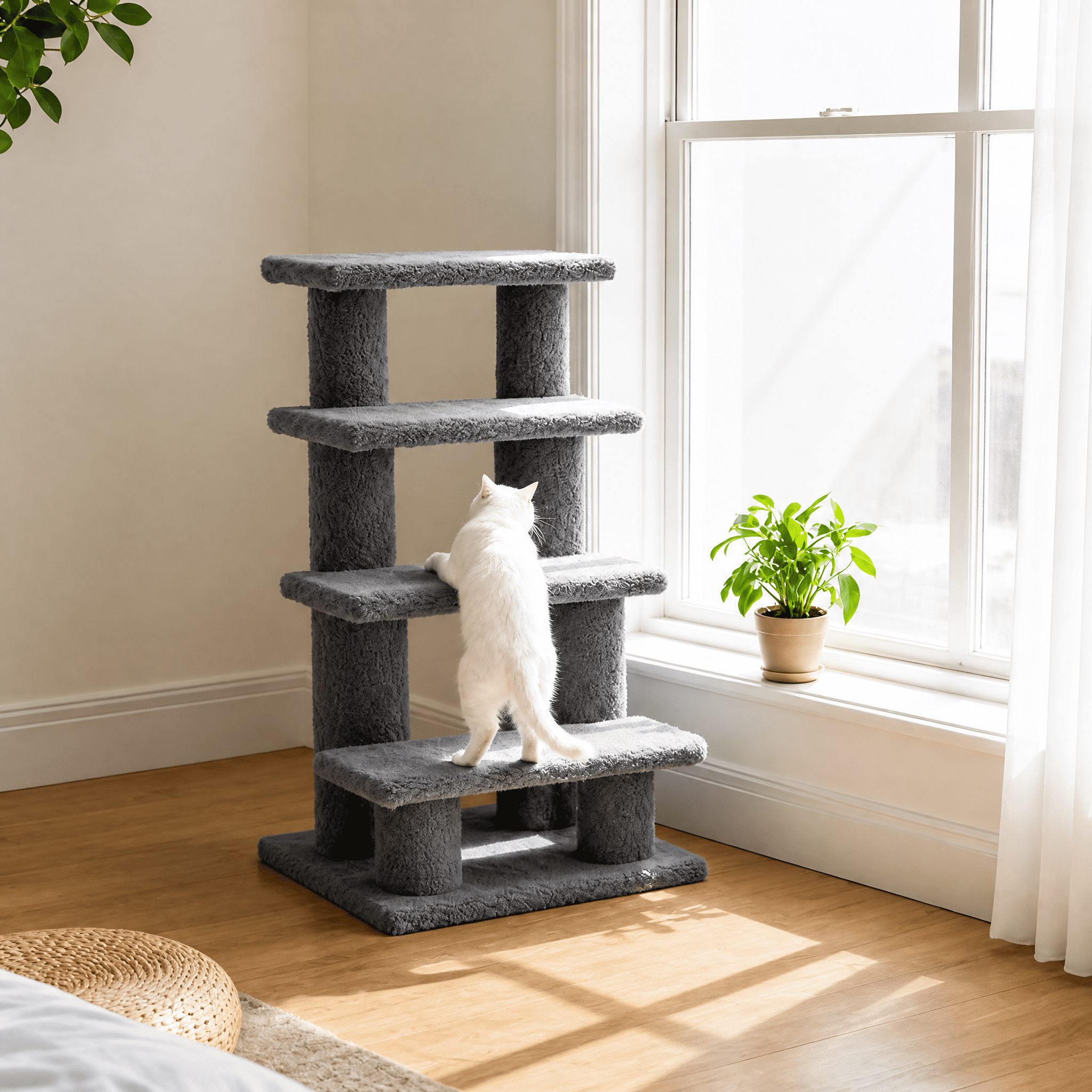Multi-Level Carpeted Cat Scratching Post Pet Stairs,for Living Room, Bedroom
