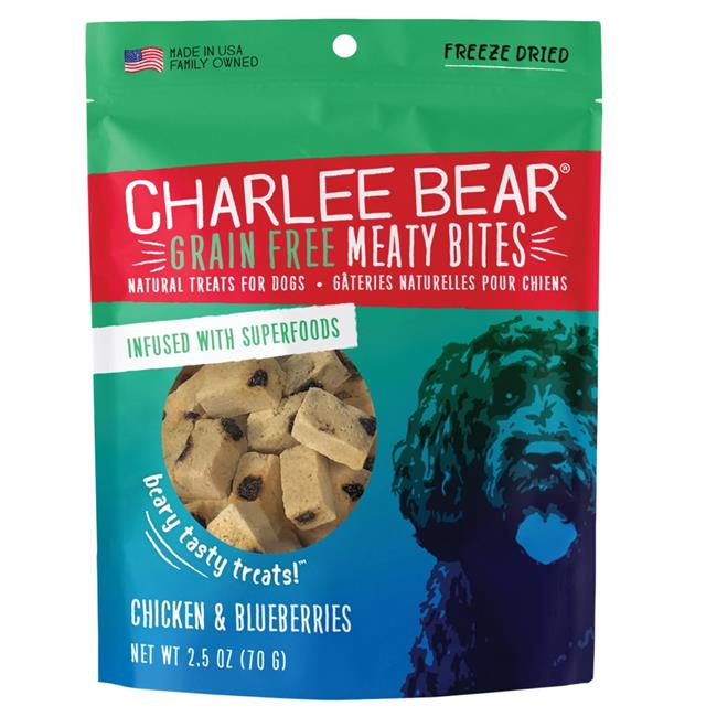 Charlee Bear 787108006447 2.5 oz Dog Meaty Bites Chicken & Blueberry