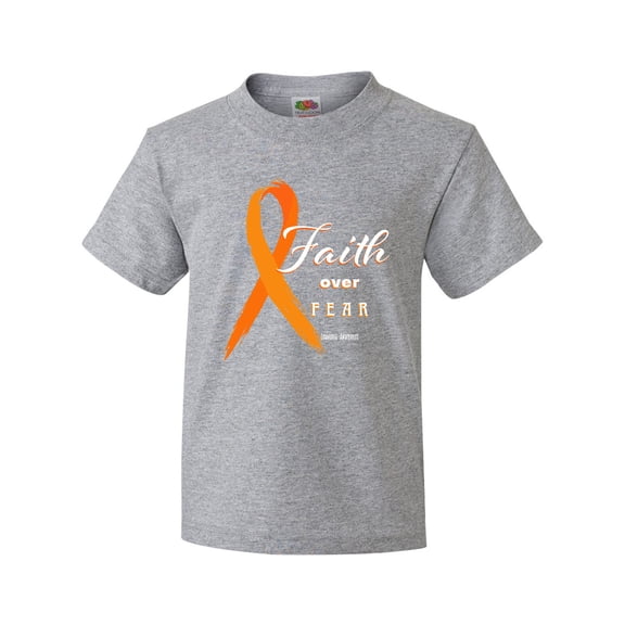 Inktastic Faith over Fear Leukemia Awareness with Orange Ribbon Youth T-Shirt