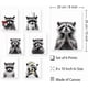 thumbnail image 2 of Lote de 6 lienzos decorativos de mapaches para baño, impermeables, sin marco, de 20 x 25 cm, en blanco y negro., 2 of 7