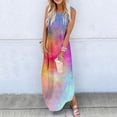 thumbnail image 1 of SMihono Robe Maxi Bohème d'Été pour Femmes Grande Taille Robe Longue Imprimée Sans Manches à Col Rond pour Femmes Robe de Plage Évasée, 1 of 5