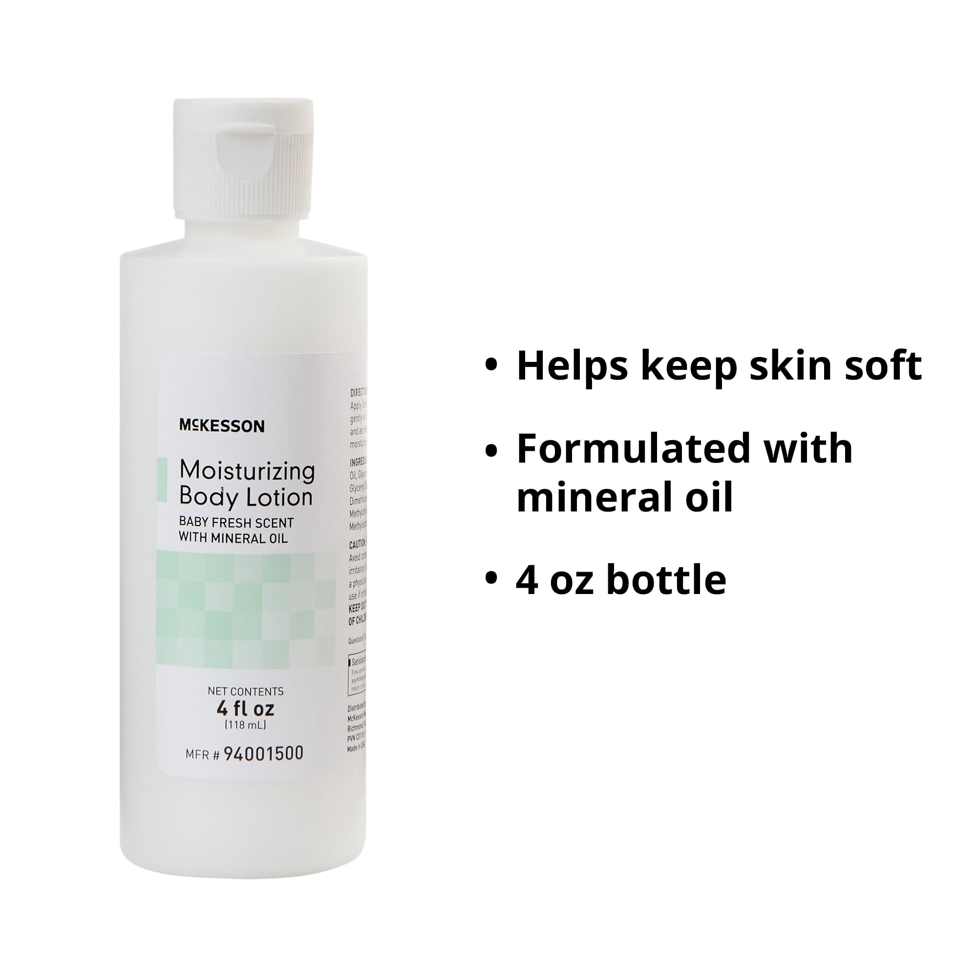 McKesson Moisturizing Body Lotion with Mineral Oil, Dry Skin Hydration, Fresh Scent, 4 fl oz, 60 Ct, 60 Ct