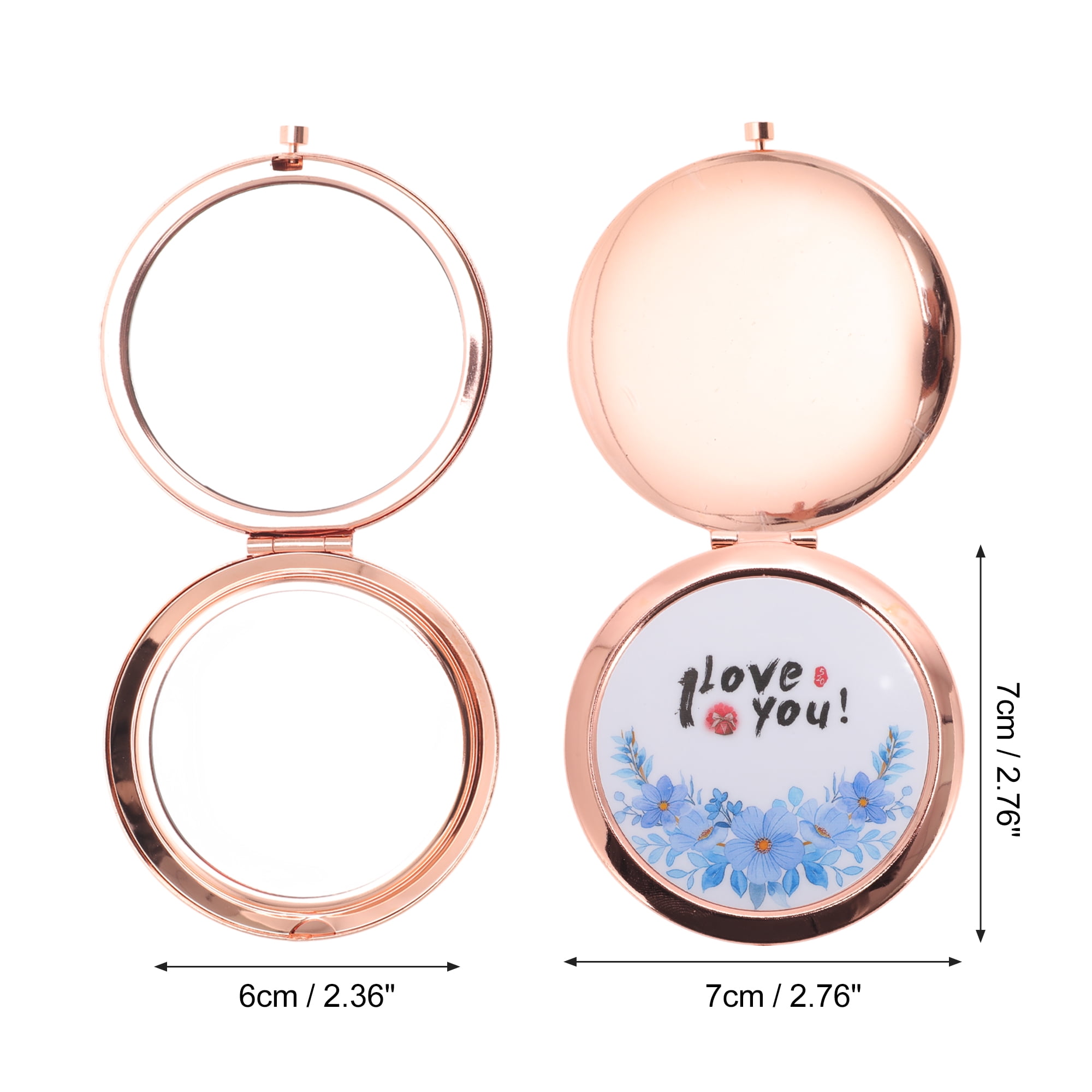 Unique Bargains Makeup Mirror for Travel and Home Rose Gold Tone 2.76"x 2.76"x 0.39"