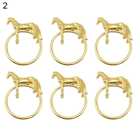 

Juhai 6Pcs Napkin Buckle Animal Shape Decorative Alloy Wedding Horse Napkin Ring Decor Accessories