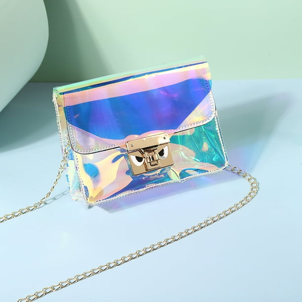 Carolily Finery Carolilly Holographic Crossbody Bags Fashion Translucent Laser Shoulder Bag With Metal Chain For Women Girls Walmart Com Walmart Com