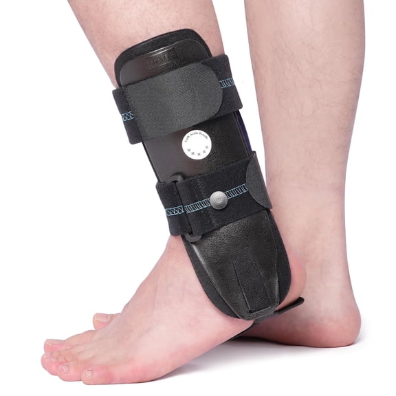 DUPAI Air Gel Foam Ankle Stabilizer Support Brace for Sprained Ankle, Ligament Injury, Tendonitis, Adjustable Rigid Stirrup Ankle Splint for Women and Men (Foam Version, Large, Left Foot)