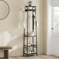 thumbnail image 6 of Coat Rack Freestanding, Coat Stand with 3 Shelves and 7 Hooks, Hall Tree Free Standing, Clothes Rack Stand Organizer for Bedroom, Hallway, Entryway, Living Room, Industrial Style, Black, 6 of 15