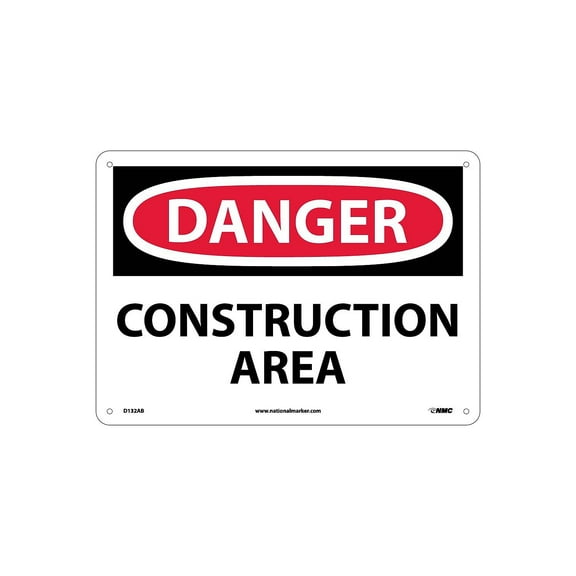 National Marker Construction Area 10X14 .040 Aluminum Danger Sign D132AB
