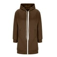 thumbnail image 6 of Nokdvo Zip Up Hoodie for Women Long Tunic Hooded Sweatshirt Fall Oversized Long Sleeve Jackets Y2k Casual Cardigan Coat with Pockets Coffee S, 6 of 6