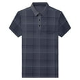 thumbnail image 4 of XDZJLR Men Polo Shirts Striped Plaid Lapel Button Open Neck Pocket Casual Loose Comfortable Trendy Sports Business Short Sleeved Shirt Blouse Purple Xxxxl, 4 of 5