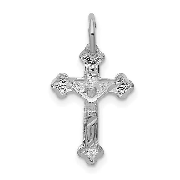 Finest Gold 22 mm 14K Gold Diamond Cut Crucifix Charm Pendant, White