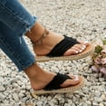 thumbnail image 3 of Summer New Flat Clip Toe Fisherman Shoes, Boho Outer Wear Sandals Slippers, Thick Bottom Solid Color Round Toe Buckle Strap Sandals, Stylish Outer Wear Woven Beach Sandals For Women, 3 of 10