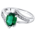 thumbnail image 3 of PEORA Created Emerald and Genuine Diamond Solitaire Bypass Ring for Women 14K White Gold, Color Changing 1.25 Carats Oval Shape 8x6mm, Size 7, 3 of 4