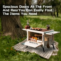 Folding Camping Storage Box with Wooden Table Board - Multi-functional Collapsible Camp Kitchen Box for Outdoor Picnic, Car RV Storage and Organization