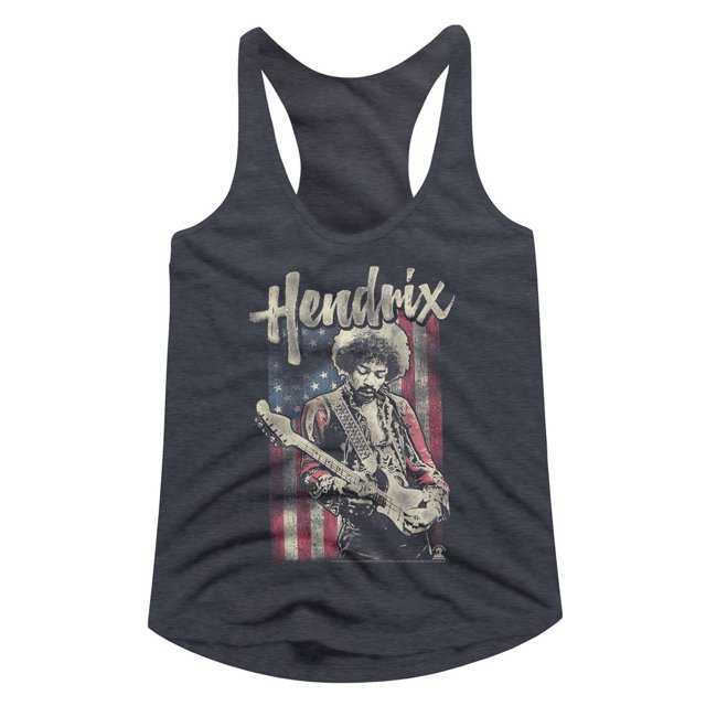 Jimi Hendrix Flag Navy Heather Women's Racerback Tank Top