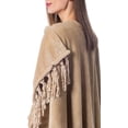 thumbnail image 5 of Gift for Mom Fleece Wearable Throw Poncho - Throw Blanket Fringed Wrap - Fleece Cape - Gavotte Home (Beige), 5 of 6