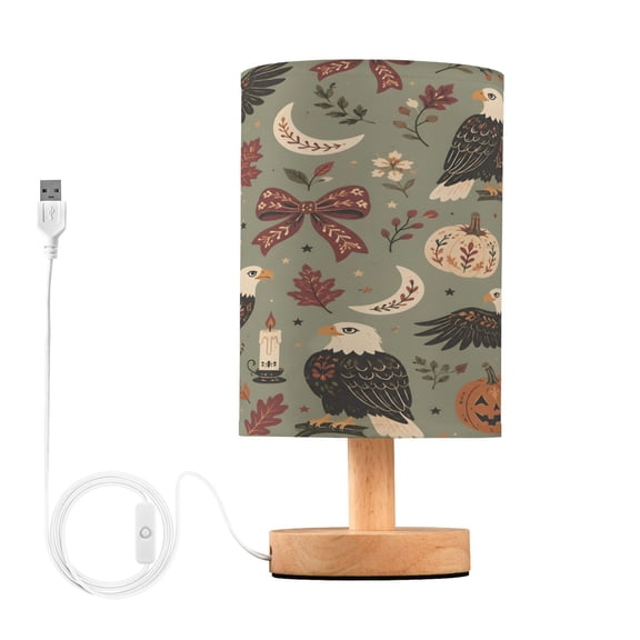 Owl Table Lamp, Fully Dimmable Nightstand Lamp with USB and Linen Fabric Shade, Modern Gifts for Bedroom, Living Room, Office