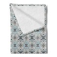 thumbnail image 2 of Geometric Soft Flannel Fleece Blanket, Floral Arrangement and Ornamental Soft Toned Pattern Classical Petals Print, Cozy Plush for Indoor and Outdoor Use, 70" x 90", Pale Grey Blue, by Ambesonne, 2 of 5