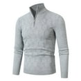 thumbnail image 2 of UVEASISHA Mens Quarter Zip Pullover Sweater 2025 Fashion Stand Collar Knitted Sweaters Comfy Soft Long Sleeve Knit Tops Fall Winter Warm Jumpers Sales Today Gray L, 2 of 9