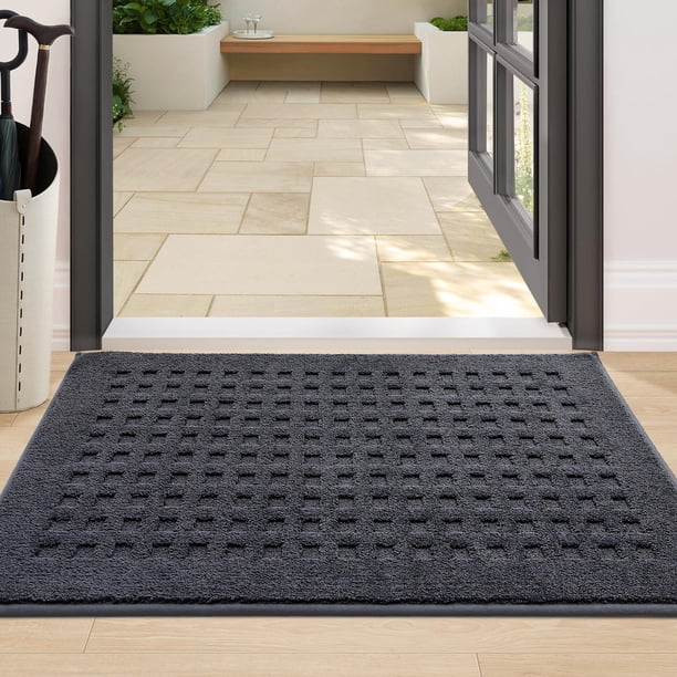 Tapete de puerta tipo gofre Rug BEQHAUSE, 61 x 91 cm, absorbente y antideslizante