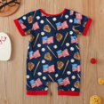 thumbnail image 5 of eileial Baby Boy Romper 4th of July Baby Clothes Girl Boy Smocked Bubble Romper Flag Plaid Overalls First 4th of July Outfit,Blue 12-18 Months, 5 of 6